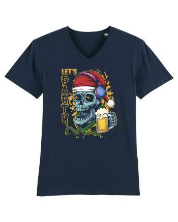 Skull Santa Let's Beer Party French Navy
