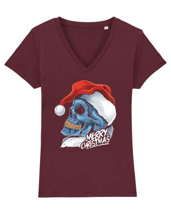 Xmas Santa Skull Burgundy