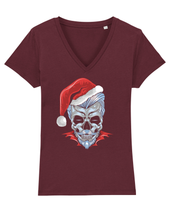 Xmas Skull Joker Beard Santa Burgundy