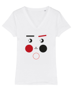 Scared Face Design Tricou mânecă scurtă guler V Damă Evoker