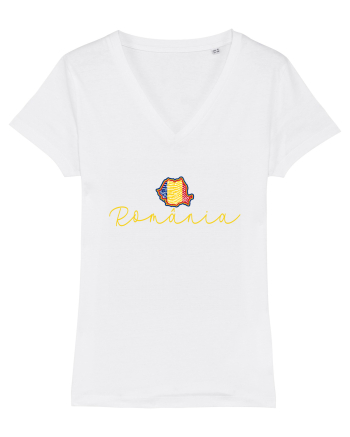 Romania Harta Tricolora White