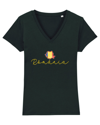 Romania Harta Tricolora Black