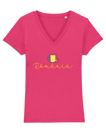 Romania Harta Tricolora Raspberry