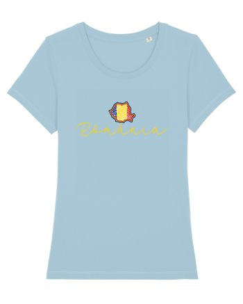 Romania Harta Tricolora Sky Blue