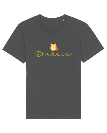 Romania Harta Tricolora Anthracite