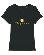 Crisana Romania Harta Tricolora Tricou mânecă scurtă guler larg fitted Damă Expresser