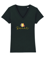 Banat Romania Harta Tricolora Tricou mânecă scurtă guler V Damă Evoker