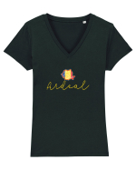 Ardeal Romania Harta Tricolora Tricou mânecă scurtă guler V Damă Evoker