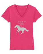 Happy Place Grey Design Tricou mânecă scurtă guler V Damă Evoker