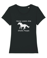 Horse Lovers Grey Design Tricou mânecă scurtă guler larg fitted Damă Expresser