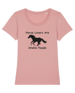 Horse Lover Black Design Tricou mânecă scurtă guler larg fitted Damă Expresser