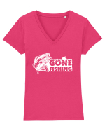 Gone Fishing Tricou mânecă scurtă guler V Damă Evoker