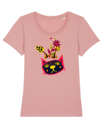 Pisica colorata cu ciuperci :) Tricou mânecă scurtă guler larg fitted Damă Expresser