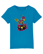 Pisica colorata cu ciuperci :) Tricou mânecă scurtă  Copii Mini Creator