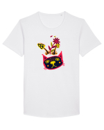 Pisica colorata cu ciuperci :) Tricou mânecă scurtă guler larg Bărbat Skater
