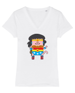 Wonder Cat Tricou mânecă scurtă guler V Damă Evoker