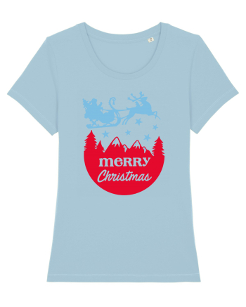 Merry Christmas Santa's Sleigh Sky Blue