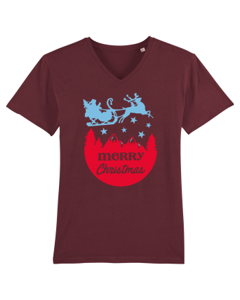 Merry Christmas Santa's Sleigh Burgundy