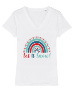 Let It Snow Xmas Rainbow Tricou mânecă scurtă guler V Damă Evoker
