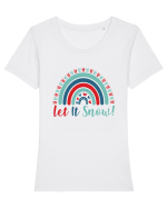 Let It Snow Xmas Rainbow Tricou mânecă scurtă guler larg fitted Damă Expresser