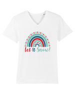 Let It Snow Xmas Rainbow Tricou mânecă scurtă guler V Bărbat Presenter