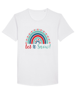 Let It Snow Xmas Rainbow Tricou mânecă scurtă guler larg Bărbat Skater