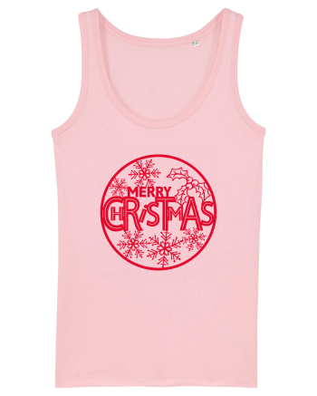 Merry Christmas Red Embroidery Cotton Pink