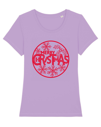 Merry Christmas Red Embroidery Lavender Dawn