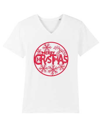 Merry Christmas Red Embroidery White