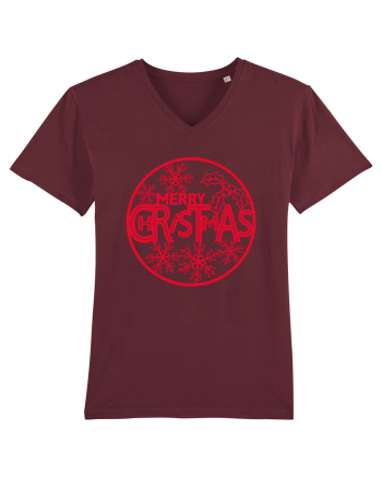 Merry Christmas Red Embroidery Burgundy