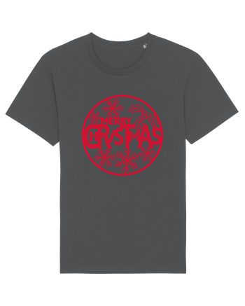 Merry Christmas Red Embroidery Anthracite