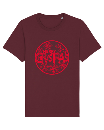 Merry Christmas Red Embroidery Burgundy
