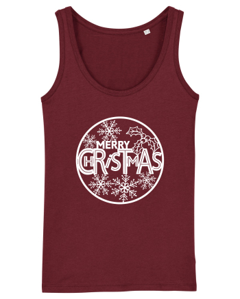 Merry Christmas White Embroidery Burgundy