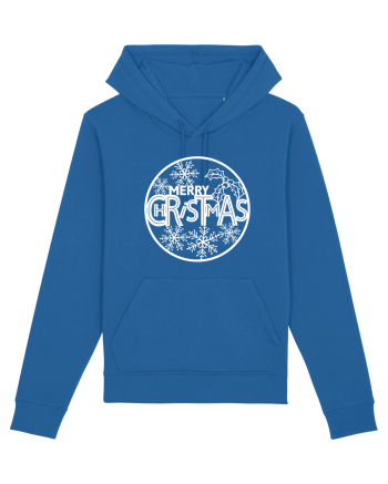 Merry Christmas White Embroidery Royal Blue