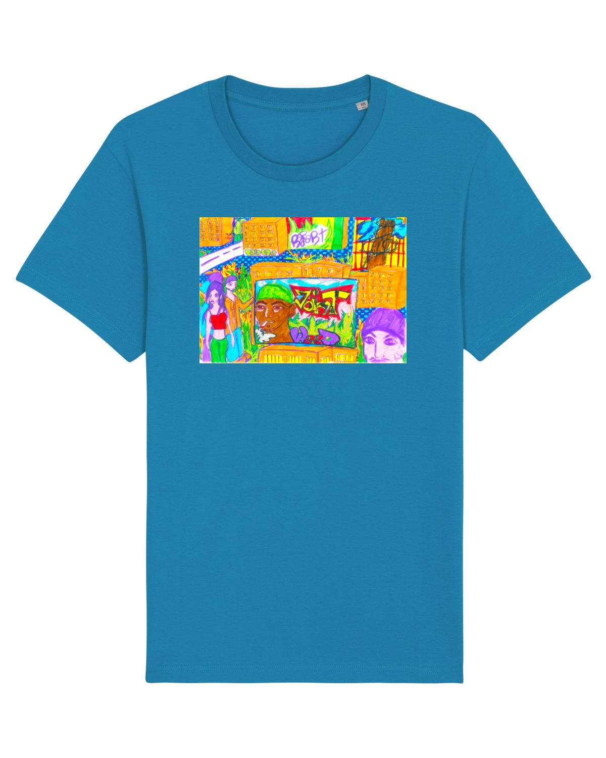 Tricou mânecă scurtă Unisex Rocker Azur