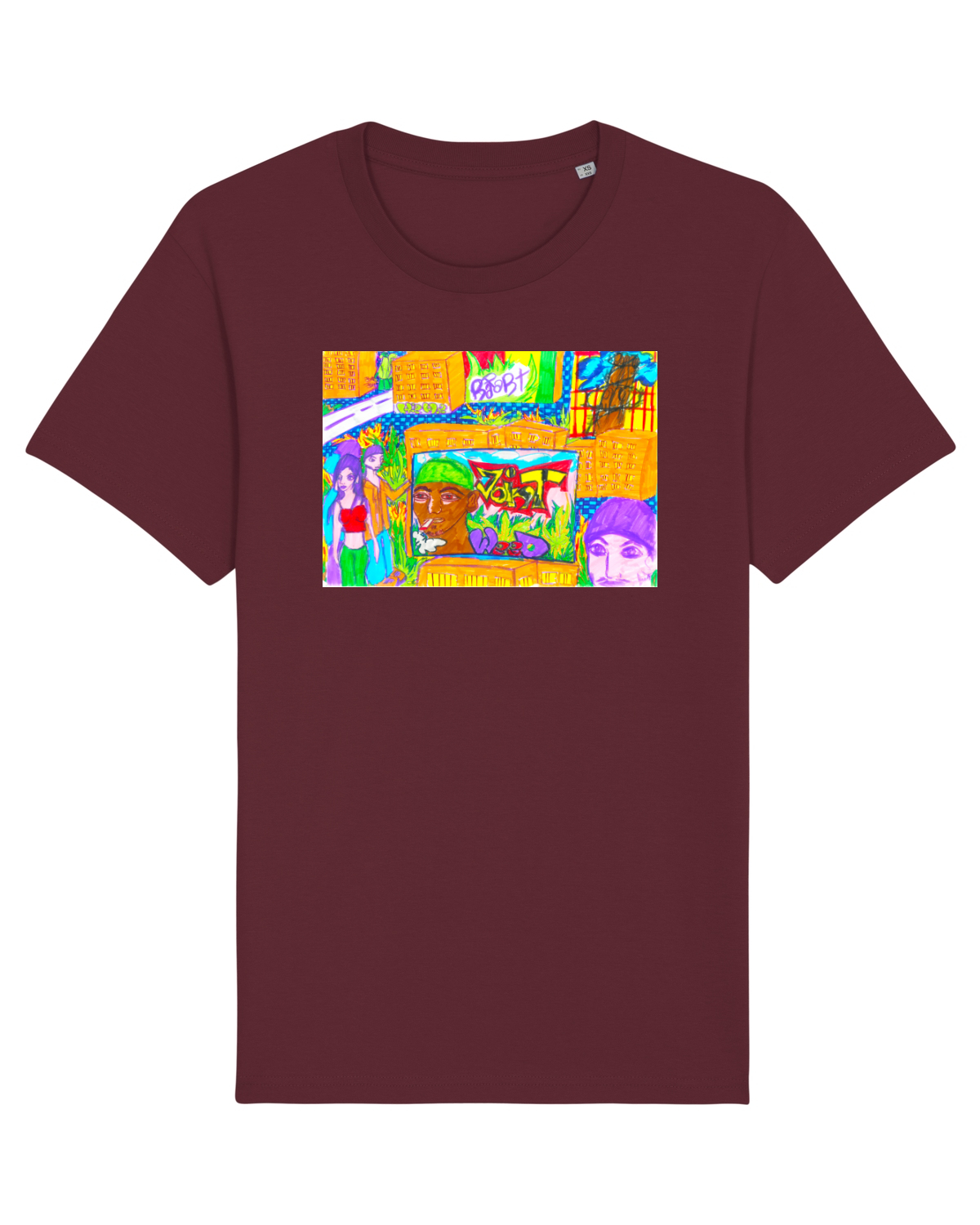 Tricou mânecă scurtă Unisex Rocker Burgundy