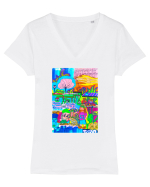 Fabrica de vise Tricou mânecă scurtă guler V Damă Evoker