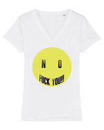 No! F you  Tricou mânecă scurtă guler V Damă Evoker