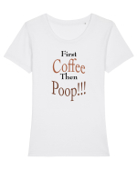 Coffee First Tricou mânecă scurtă guler larg fitted Damă Expresser
