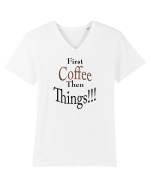 Coffee comes First Tricou mânecă scurtă guler V Bărbat Presenter