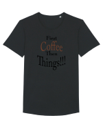 Coffee comes First Tricou mânecă scurtă guler larg Bărbat Skater