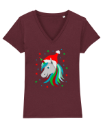 Unicorn Craciun Tricou mânecă scurtă guler V Damă Evoker