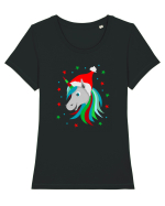 Unicorn Craciun Tricou mânecă scurtă guler larg fitted Damă Expresser