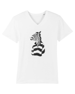 Cool Funky Zebra Tricou mânecă scurtă guler V Bărbat Presenter