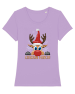 Craciun fericit cu ren Tricou mânecă scurtă guler larg fitted Damă Expresser