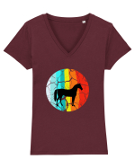Retro Horse Design Tricou mânecă scurtă guler V Damă Evoker