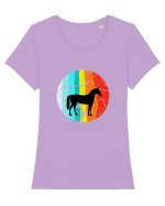Retro Horse Design Tricou mânecă scurtă guler larg fitted Damă Expresser