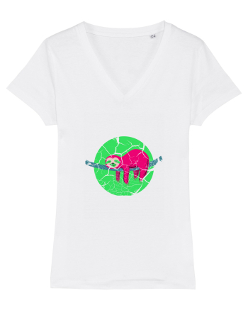 Vintage Lazy Sloth Design White