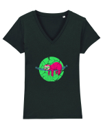 Vintage Lazy Sloth Design Tricou mânecă scurtă guler V Damă Evoker