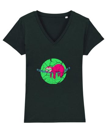 Vintage Lazy Sloth Design Black